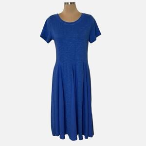 Soft Surroundings Midi Dress Medium Fit Flare Blue Cotton Blend Flowy Comfort
